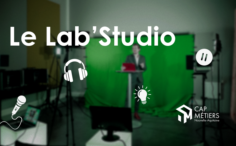 Photo du Lab Studio avec pictogrammes audio et vidéo.