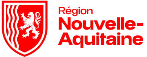 Logo officiel de la Région Nouvelle-Aquitaine en blanc sur fond noir, partenaire de Cap Métiers.